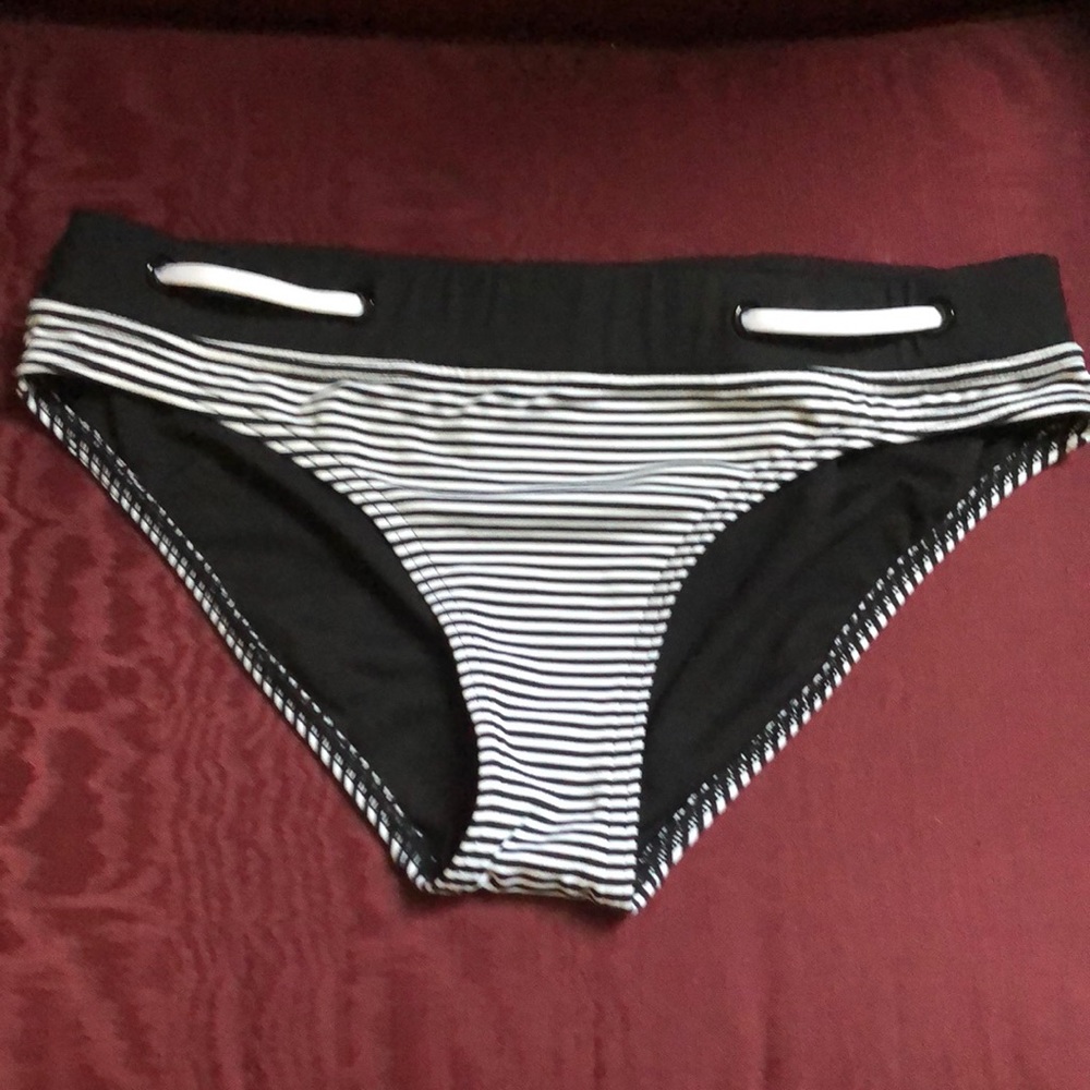 JAG black striped bikini bottoms , medium